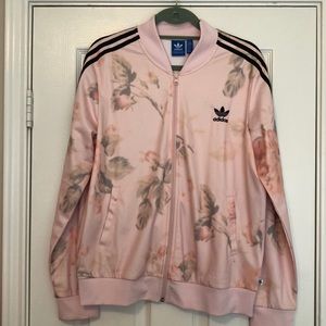 Pink floral Adidas jacket size large